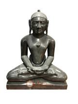 24&quot; Black Marble Parshwanath Sitting Statue Handmade Sculpture Decor E1443 - £15,408.68 GBP