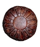 Moroccan Brown Round Pouf: A Rustic Touch of Elegance - $358.36 CAD+