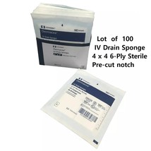 100 Ct Sterile I.V Drain Sponge, 4 x4 6-Ply Gauze Split Sponge Dressing ... - $21.55
