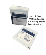 100 Ct Sterile I.V Drain Sponge, 4 x4 6-Ply Gauze Split Sponge Dressing ... - $30.20 CAD