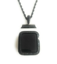 Bling Apple Reloj Negro Colgante Collar Cadena Cara Bisel Funda 40MM - $176.65