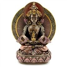 LONG LIFE BUDDHA STATUE 6.5&quot; Buddhist Longevity Deity Bronze Resin Amita... - $39.95