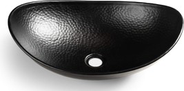 Monarch Abode 19186 Hand Hammered Matte Black Harbor Vessel Bathroom, 19... - $82.99