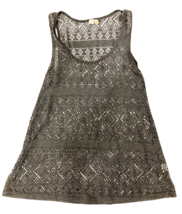 bke womens tank top size small gray crochet open knit weave crochet boho hippie - £6.41 GBP