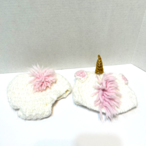 Target Brand Infant Crocheted Unicorn Beanie and Bloomers Pink White Gold Small - £12.44 GBP
