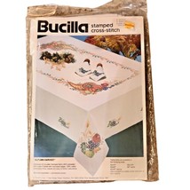 Vintage Bucilla Stamped Cross Stitch Napkins Autumn Harvest NEW 827971 Set of 4 - $29.70