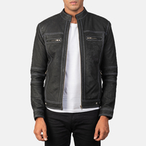  LE Youngster Distressed Black Leather Jacket - £109.19 GBP+