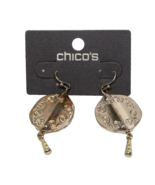 Chico's Gold-Tone Round Art Drop Dangle Fish Hook Pierced Earrings NWT - $12.82