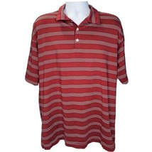 Nike Golf Polo Shirt Mens XL Standard Fit Red White Striped Dri-Fit Performance - £11.59 GBP