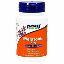 NEW NOW Melatonin for Healthy Sleep Cycle Supplement 3 mg 180 Lozenges - £10.72 GBP