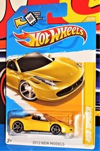 Hot Wheels 2012 New Models #25 Ferrari 458 Spider Yellow w/ OH5SPs - $16.83