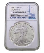 2020-S S$1 Silver American Eagle Proof Graded by NGC as PF69 UCam Early ... - $201.70