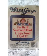 Wise Guys Stitchables Counted Cross Stitch Kit. &quot;I&#39;m on a Seafood Diet&quot; ... - £21.10 GBP