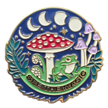 Magic Mushroom Pin Badge SEE THE MAGIC Enamel Psychedelic Brooch Lapel Toadstool - £4.98 GBP
