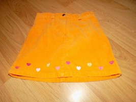 Girl's Size 5 Gymboree Orange Corduroy Mini Skirt Skort Hearts Heart Embroidery - £11.19 GBP