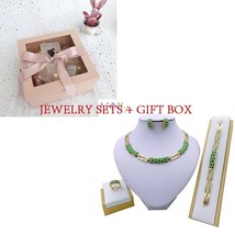 Ashion green necklace bracelet banquet elegant women earrings ring crystal jewelry sets thumb200
