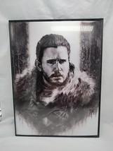 Framed Jon Snow Game Of Thrones Charcoal Portrait 12&quot; X 16&quot; - £54.36 GBP