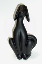 Viking Mold Epic Line Black Satin Glass Sitting Dog Figurine Mosser Made USA - $135.75