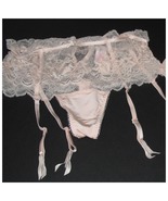 NWT Victoria&#39;s Secret Soft Pink Floral Lace High Waist Thong Garter S/P - $32.50