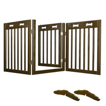 Folding Pet Gate Wooden Dog Fence 60&quot;X24&quot; 3 Panel Baby Safety Doorway Ba... - £97.49 GBP