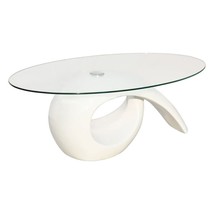 Modern Wooden High Gloss Living Room Coffee Table With Oval Glass Top Tables - £415.98 GBP