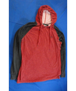 VANS RED AND BLACK LONG SLEEVE WITH HOOD PULLOVER LIGHTWEIGHT SHIRT L - $25.93 CAD