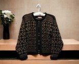 RARE Dale of Norway Cardigan Sweater 100% Wool Size S Black Gold, Silver... - $167.31