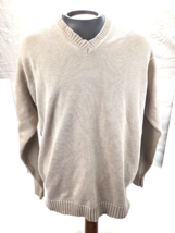 Vintage LL Bean Mens 100% Cotton Long Sleeve Beige Pullover Sweater Size... - $12.35