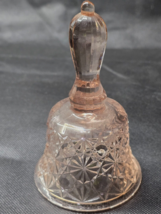 Vintage MOSSER GLASS Ohio 5.2&quot; Rose Quartz Pink DAISY &amp; BUTTON Bell With... - $8.78