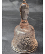 Vintage MOSSER GLASS Ohio 5.2&quot; Rose Quartz Pink DAISY &amp; BUTTON Bell With... - $12.00 CAD