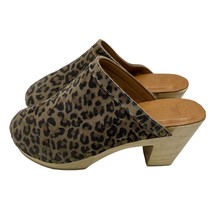 Beek Woodpecker Leather Leopard Print Heeled Mules Clogs Size 8 - $123.75