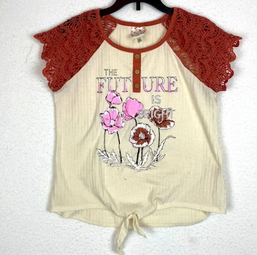 belle du jour Girls kids top with lace size XL - $4.00