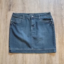 Baccini Denim Jean Knee Length Skirt ~ Sz 14 ~ Dark Blue - £16.28 GBP