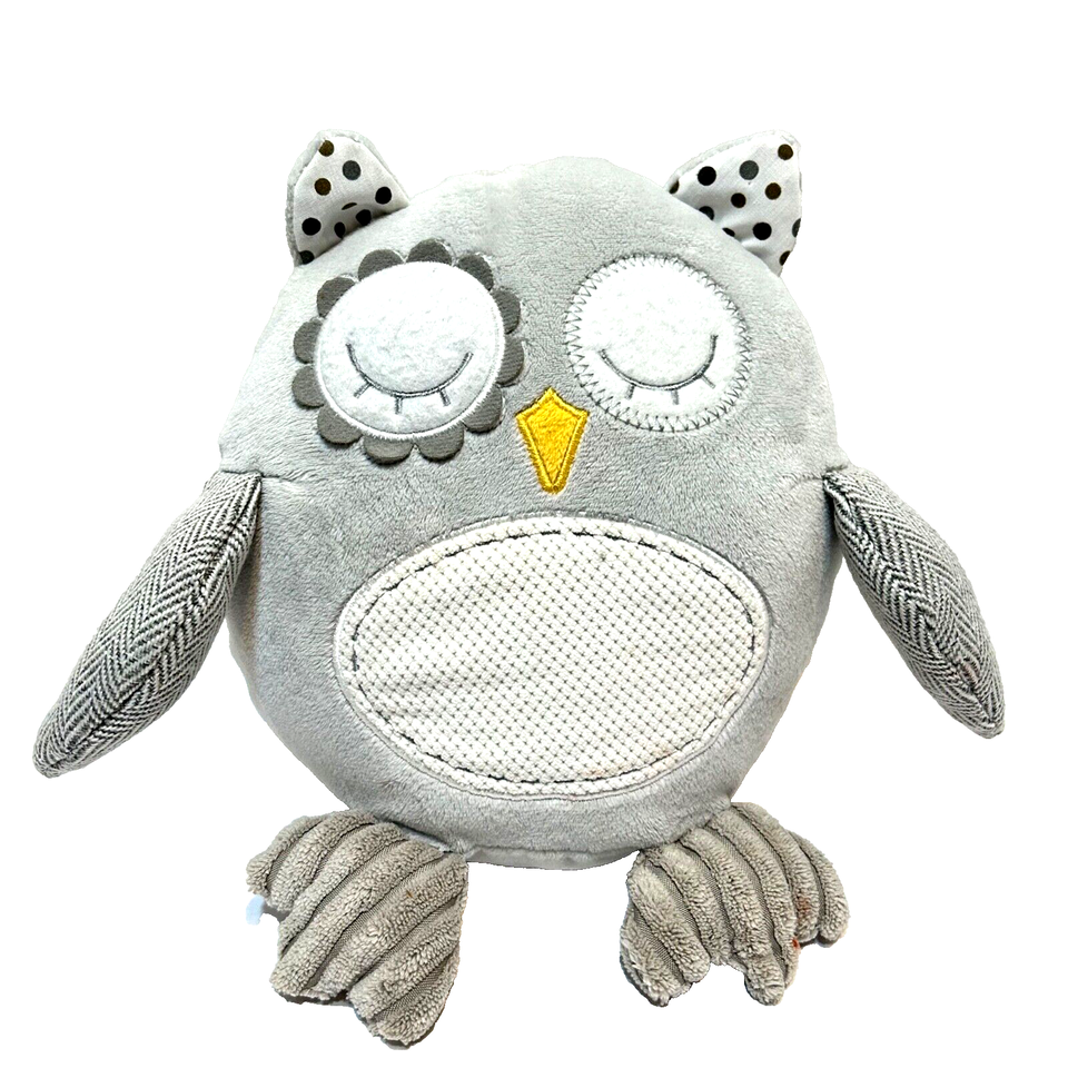 Baby Ganz Collection Plush Gray White Owl Rattle Stuffed Animal Lovey Soft 10" - $11.55