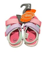Wonder Nation Infant /Toddler Girls Strap On  Sandals Pink &amp; Purple Size 2 - £11.58 GBP