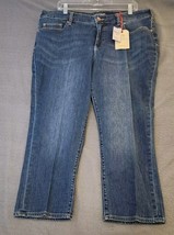 WAIST Lands End Womens Mid Rise Wide Leg Crop Jeans Stretch Medium Wash 18W NWT - $27.67