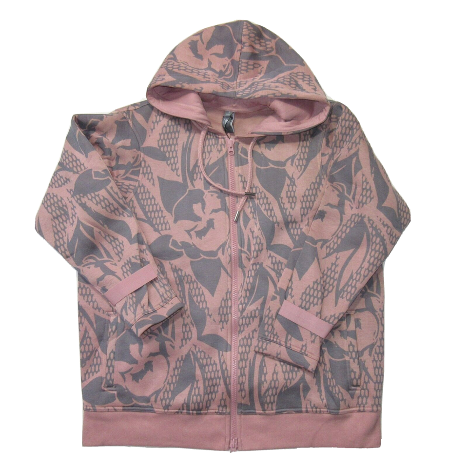 Primary image for NWT Adidas x Stella McCartney Essential Hoodie in Pink Grey Floral Full Zip L