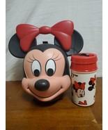 Minnie Mouse Head Walt Disney 80s Aladdin Plastic Lunch Box &amp; Thermos Vi... - $91.95