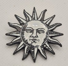 Anthropomorphic Sun Sunburst Silver Lapel Tie Pin Brooch - £3.92 GBP