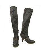 Ermanno Scervino Blue Satin Black Leather Over The Knee Boots Heels Shoe... - €299,53 EUR