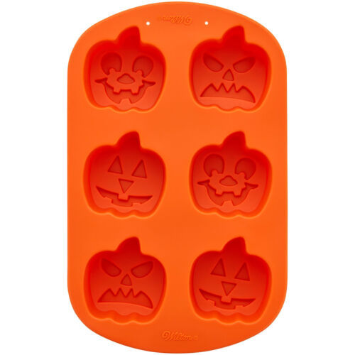 Wilton Jack O'Lantern Orange 6 Cavity Silicone Mold Halloween Pumpkin - $15.83