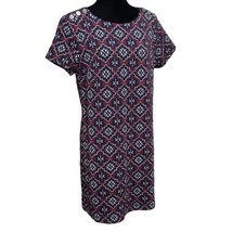 Loft Burgundy Navy Quilted Shift Dress Size 12 - £25.10 GBP