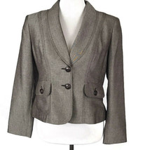 Le Suit Womens Jacket Size 8 Petite Button Up Brown Blazer Long Sleeve Norm Core - £21.67 GBP