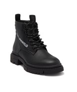 Karl Lagerfeld Paris Men&#39;s Combat Boot Pebble Grained Leather Logo Lace ... - £102.14 GBP