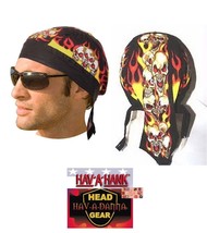 2-SCREAMING Flames Multi Skull Fitted Bandana w/TIES Doo Do Du Rag Head Wrap Cap - £8.64 GBP