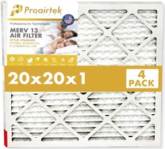 Proairtek AF20201M13SWH Model MERV13 20x20x1 Air Filters (Pack of 4) - £23.53 GBP