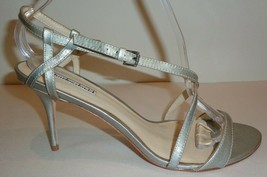 Charles David Size 9 M Silver Leather Heeled Sandals New Womens Shoes - £117.89 GBP