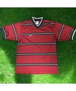 Vintage Nike V Neck Striped Red Jersey Shirt sz Large Made In USA Swoosh... - $46.52