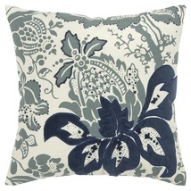 Blue Ivory Flower Pod Down Filled Throw Pillow - £57.11 GBP