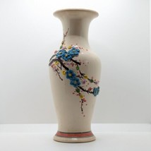 Cherry Blossom Vase, Tong Hup Lee Pottery, Hand Painted, Tuaran, Malaysia - $51.47